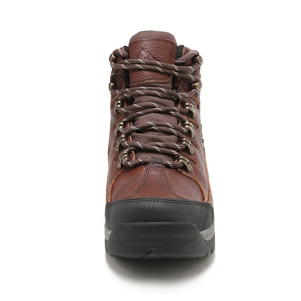 Men's Leather Steel Toe Work Boots - BROWN LITCHI - 3
